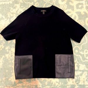 J. Crew Sweater with leather (?) pockets. Small. Excellent Condition!